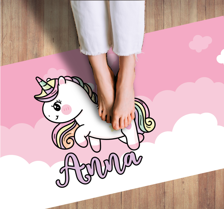 Alții covor de vinil unicorn roz personalizabil - TenStickers