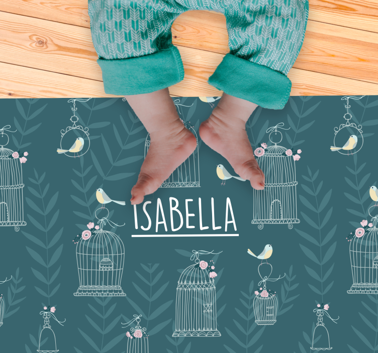 Covor de vinil cu nome model floral cu colivie - TenStickers