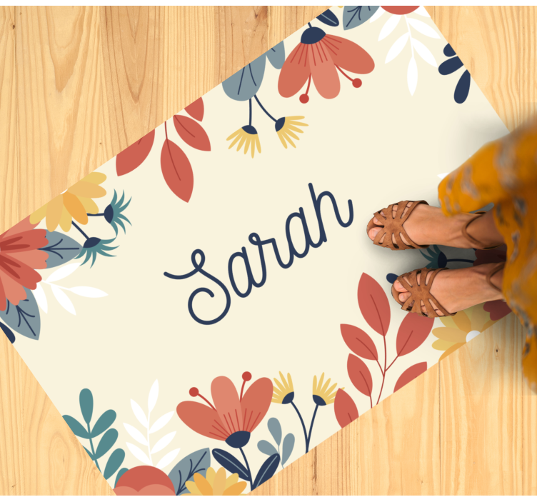 Covor de vinil cu nome nume floral personalizat - TenStickers