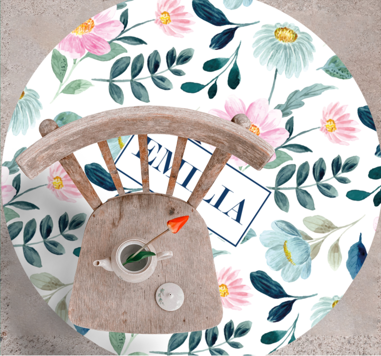 Covor vinil dormitor personalizare nume floral - TenStickers