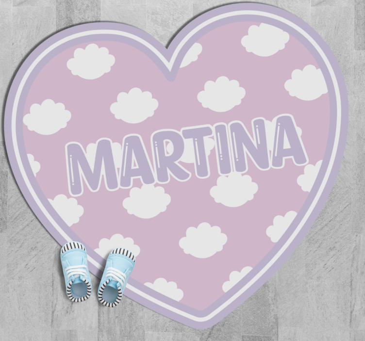 Covor de vinil cu nome în formă de inimă cu nori - TenStickers