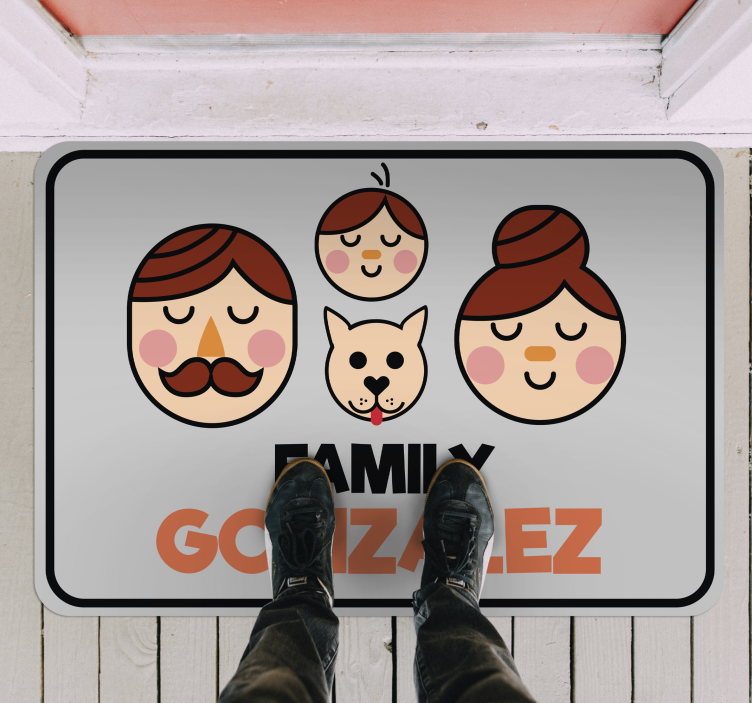 Covor de vinil cu nome portret de familie personalizat - TenStickers