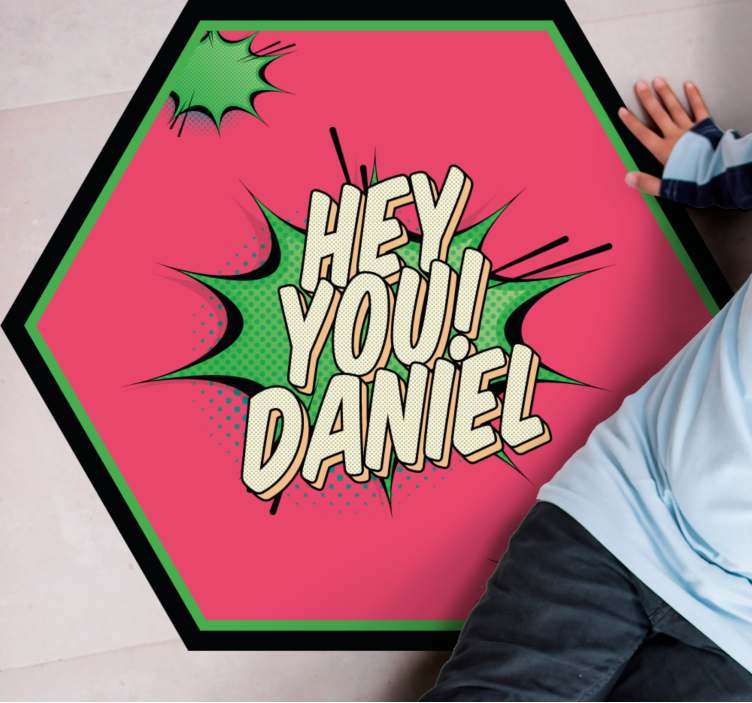 Covor de vinil cu nome salut în stil comic - TenStickers