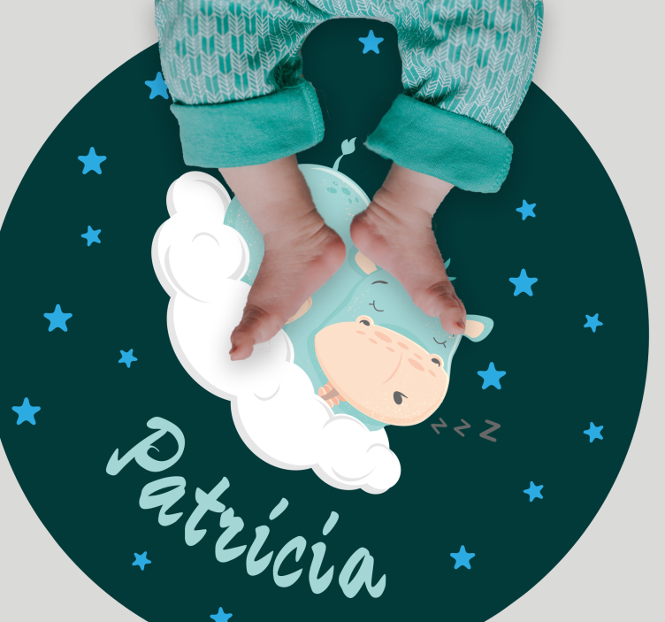 Covor de vinil pepiniere hipopotam somnoros cu nume - TenStickers