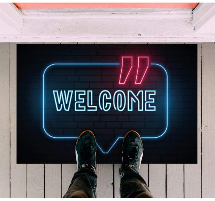 Covor vinil hol intrare semn albastru neon - TenStickers