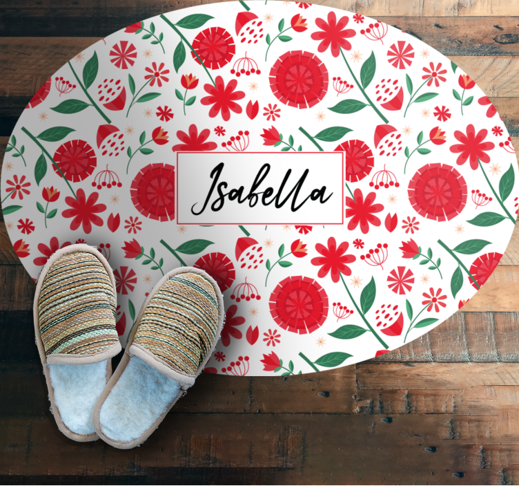 Covor vinil dormitor flori roșii personalizate - TenStickers