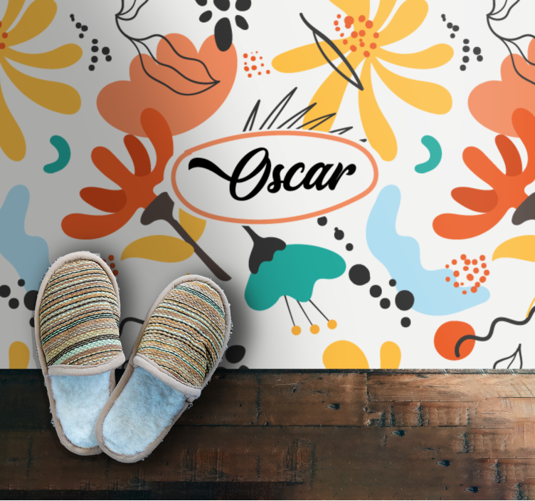 Covor vinil dormitor flori abstracte personalizate - TenStickers