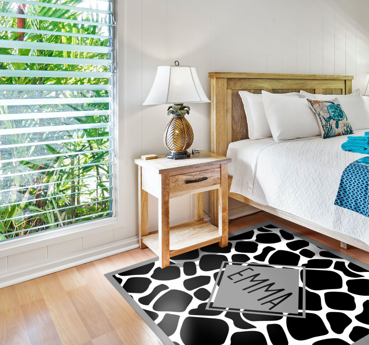 Covor de vinil Adolescenți girafă alb-negru cu nume - TenStickers