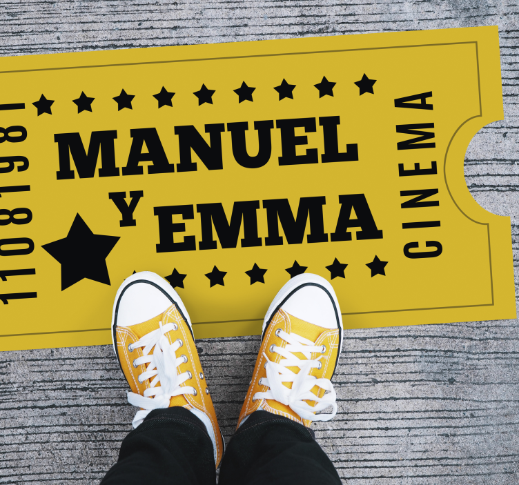 Covor de vinil cu nome bilet de cinema pentru cuplu - TenStickers