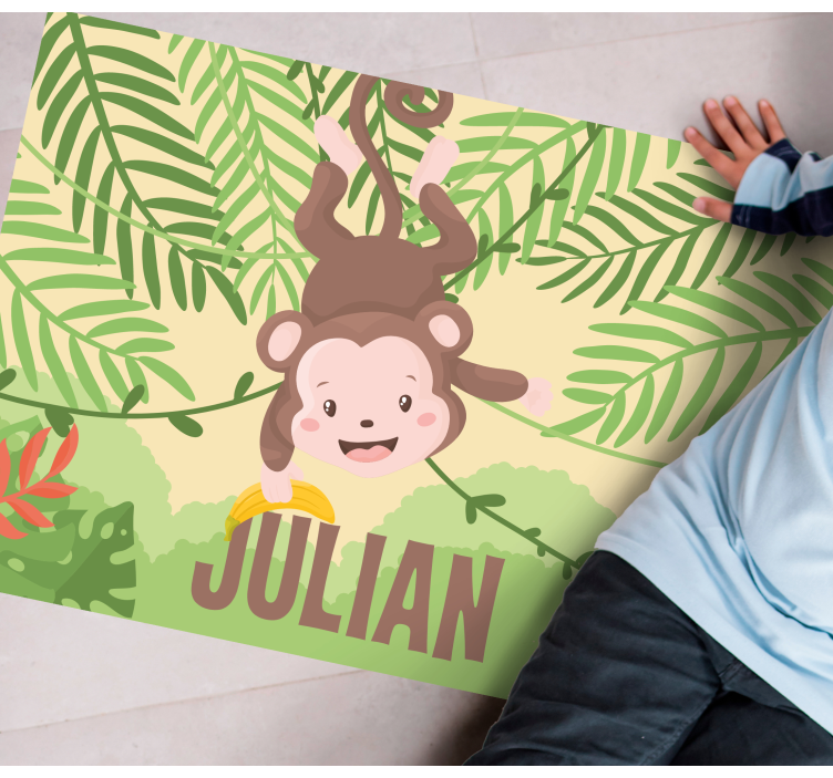 Covor de vinil cu nome temă maimuță jucăușă - TenStickers