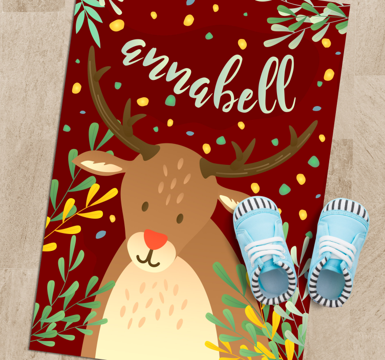 Covor vinil Crăciun ren cu nume - TenStickers