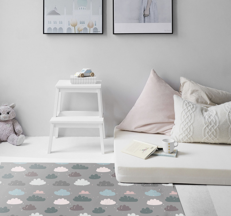 Covor cu copii din vinil cu modele cloud - TenStickers