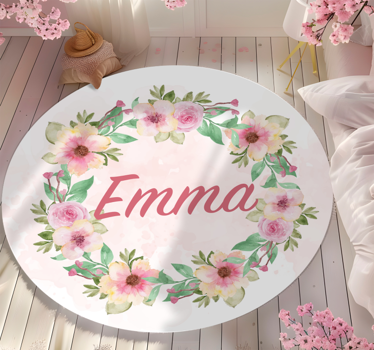 Covor de vinil cu nome coroana de flori - TenStickers