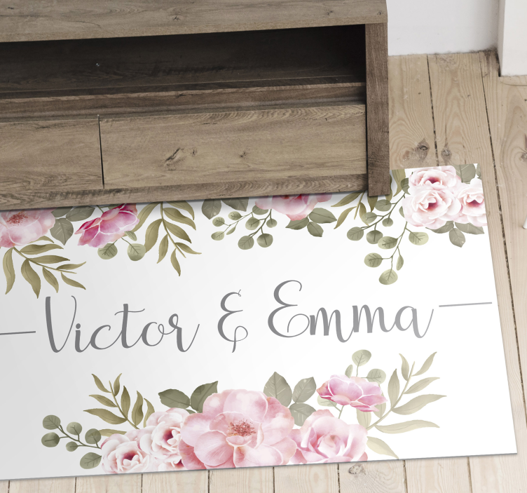 Covor de vinil cu nume floral personalizat - TenStickers