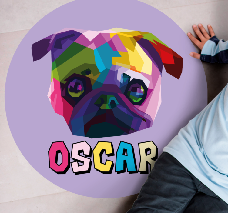 Covor de vinil cu nome ilustrație geometrică canină - TenStickers