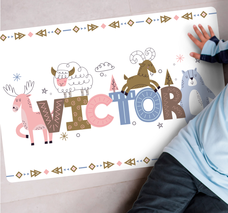 Covor de vinil cu nome tema alpaca personalizată - TenStickers