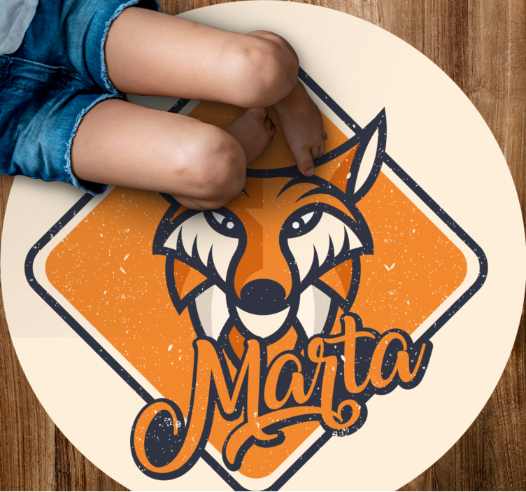 Covor de vinil cu nome vulpe inteligentă personalizabilă - TenStickers