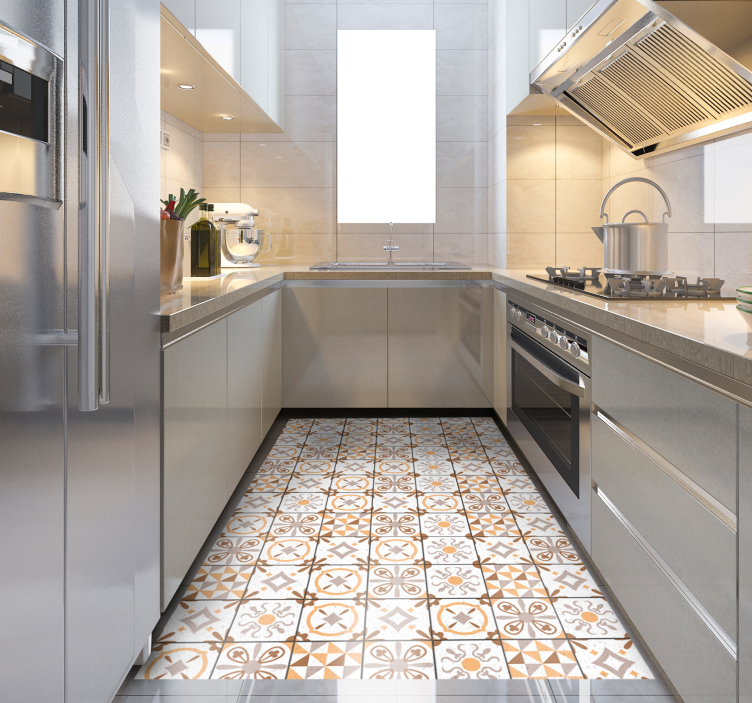 Covor de vinil de bucatarie covor maro patrat - TenStickers