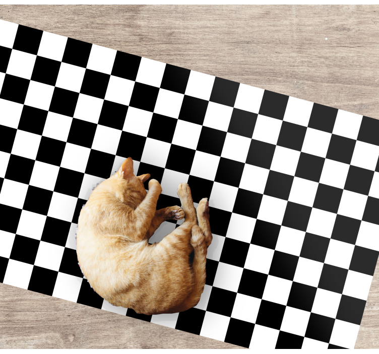 Covor de vinil geometric carouri alb-negru - TenStickers