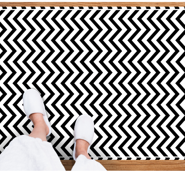 Covor de vinil geometric chevron alb-negru - TenStickers
