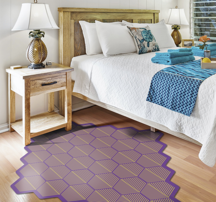 Covor de vinil geometric hexagoane geometrice violet - TenStickers