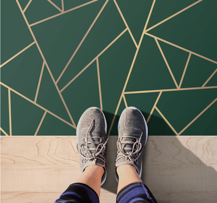 Covor de vinil geometric linii elegante verzi - TenStickers