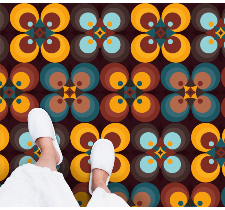 Covor vinil efect de țiglă model circular colorat - TenStickers