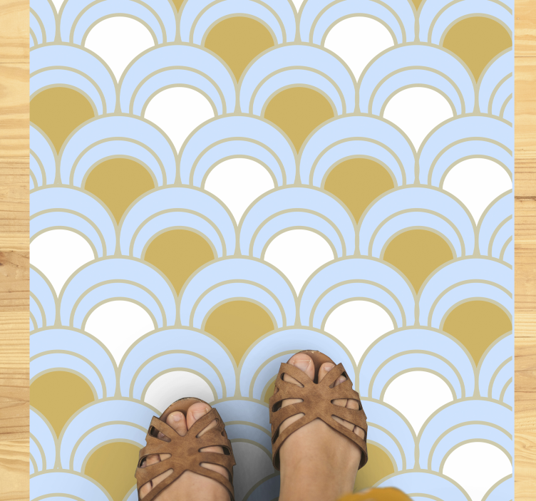 Covor de vinil geometric model curbat albastru - TenStickers