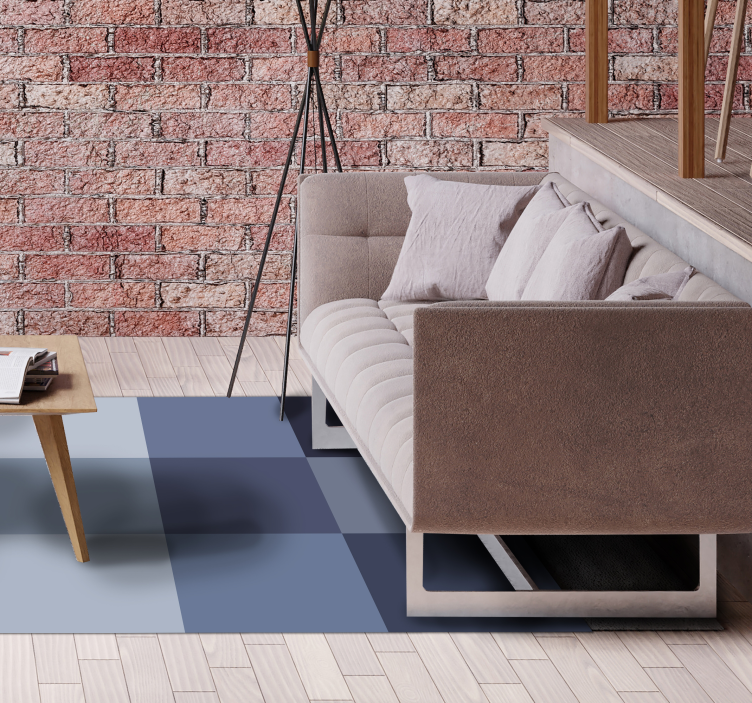 Covor de vinil geometric model în carouri albastre - TenStickers