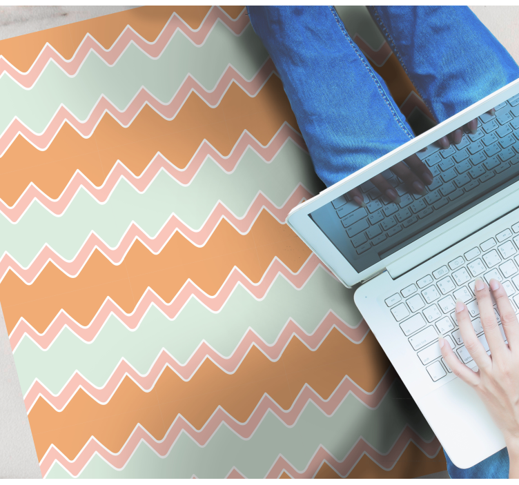 Covor de vinil geometric model în zig-zag bej și albastru - TenStickers