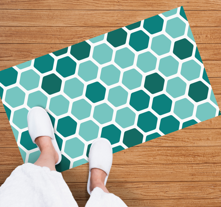 Covor de vinil geometric motiv verde cu fagure de miere - TenStickers