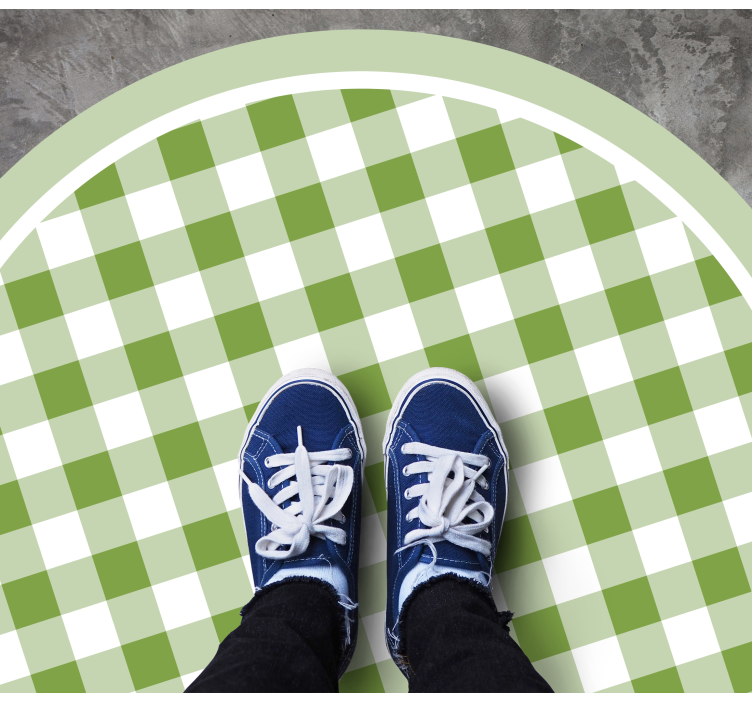 Covoruri vinil rotund motiv verde în carouri - TenStickers