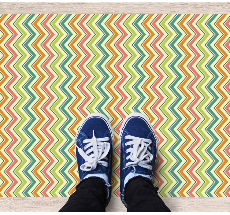 Covor de vinil geometric motiv zig-zag cu chevron - TenStickers