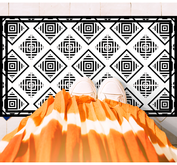 Covor de vinil geometric motive monocrome - TenStickers