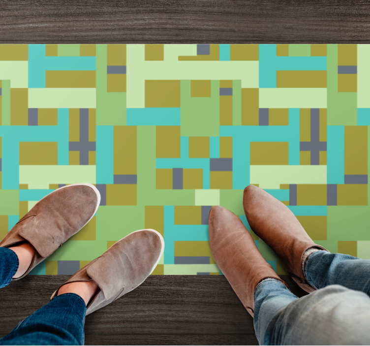 Covor de vinil geometric segmente de culoare verde - TenStickers