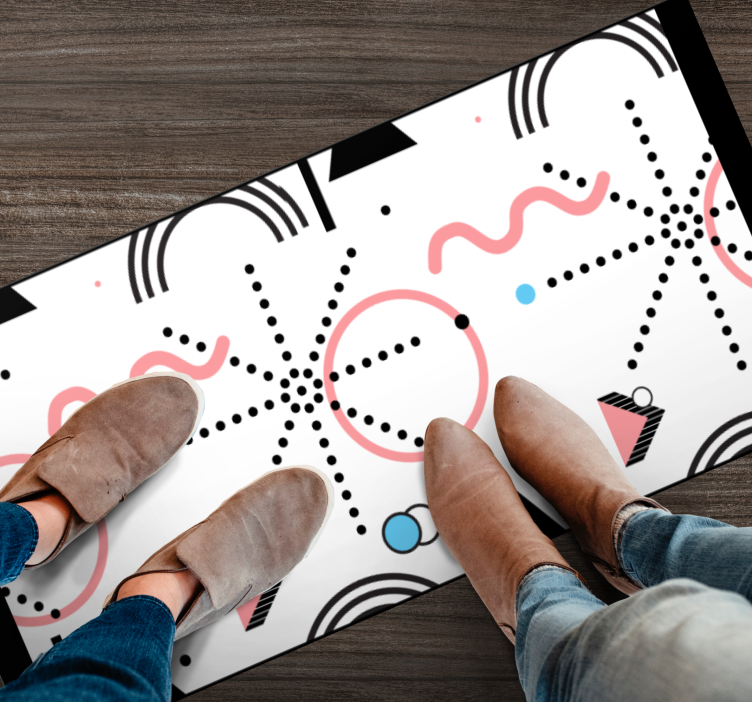 Covor vinil modern model geometric alb - TenStickers