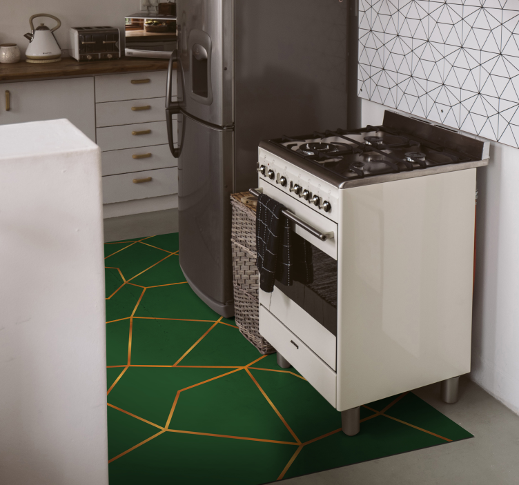 Covor de vinil marmura model geometric verde - TenStickers