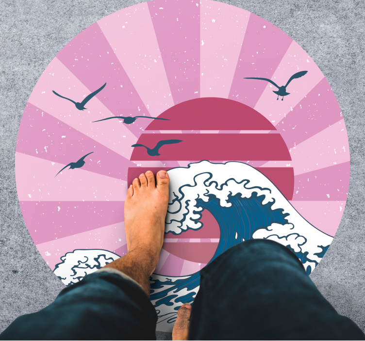 Covor de vinil geometric valul roz din kanagawa - TenStickers