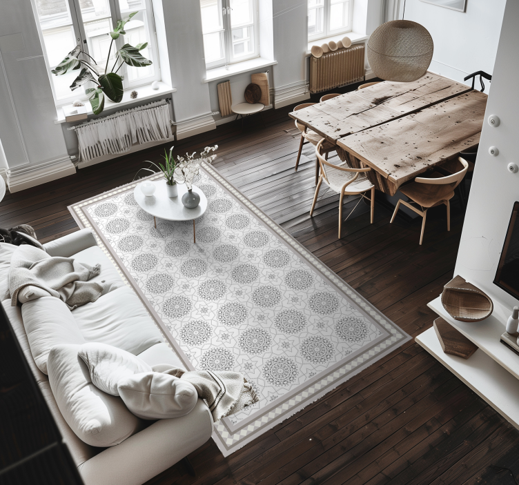 Covor de vinil gri deschis design marocan - TenStickers