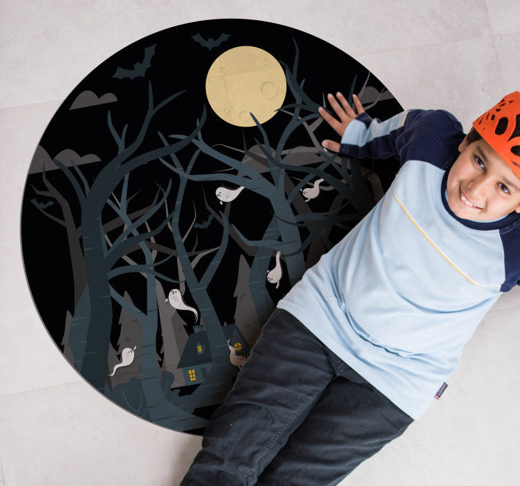 Covor de vinil Halloween scenă înfricoșătoare de pădure - TenStickers