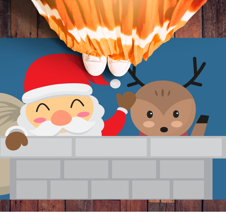 Covor vinil crăciun scenă veselă cu moș crăciun - TenStickers