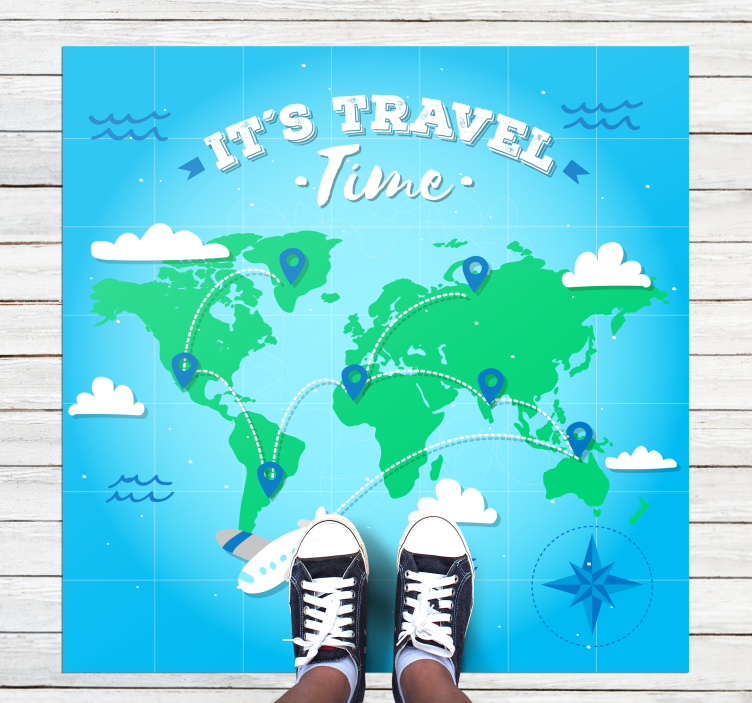 Covor de vinil harta lumii explorarea hărții lumii - TenStickers