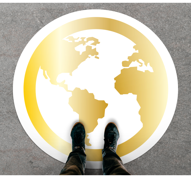 Covor de vinil harta lumii motivul globului de aur - TenStickers