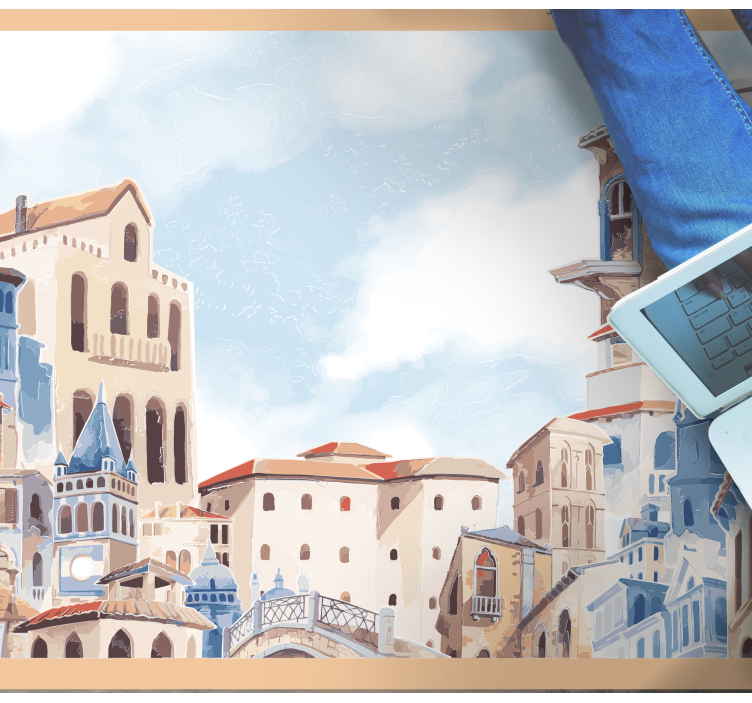 Covor vinil dormitor peisaj urban de coastă - TenStickers