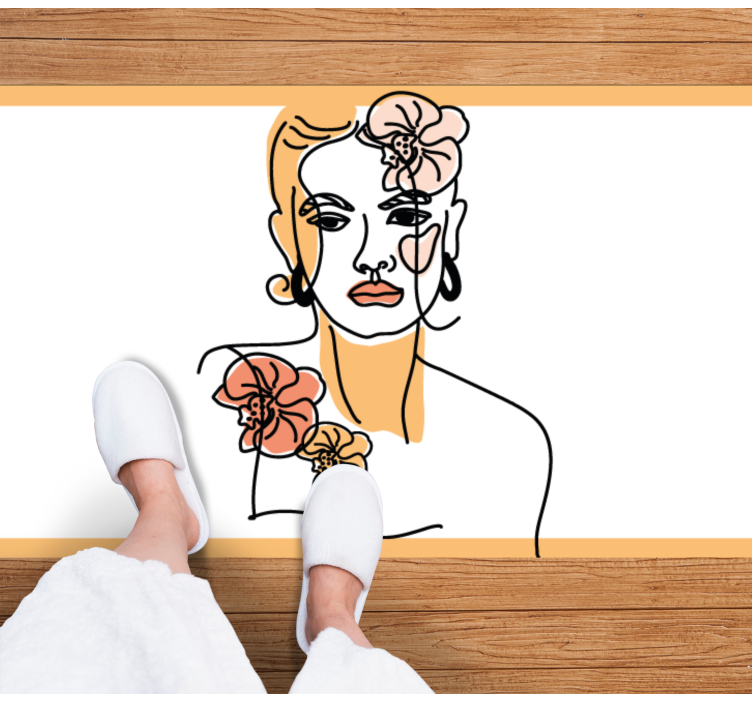 Covor vinil modern portret floral elegant - TenStickers