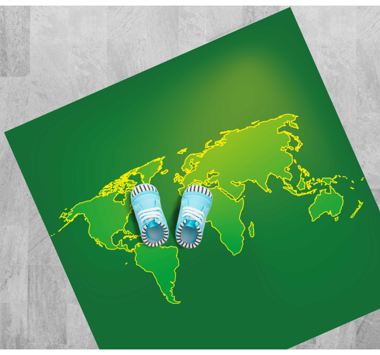 Covor de vinil harta lumii schita universului verde - TenStickers