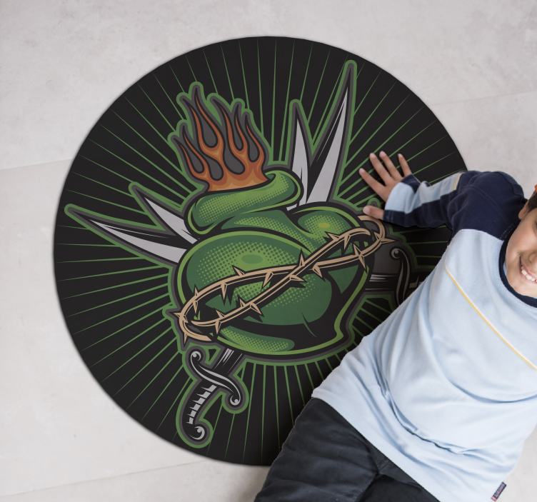 Covor de vinil jocuri inimă de sabie de foc - TenStickers