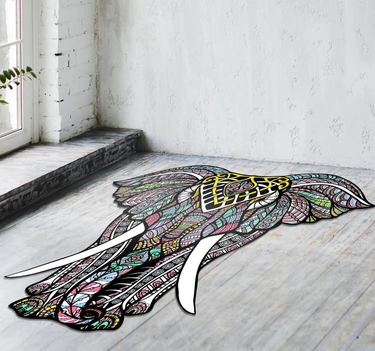 Covor minunat de vinil mandala de elefant - TenStickers