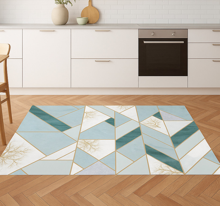 Covor de vinil marmura model geometric aqua - TenStickers