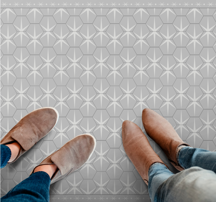 Covor de vinil gri model hexagonal în stea - TenStickers